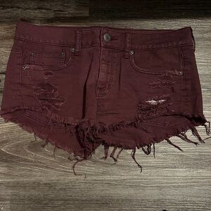 American Eagle Outfitters Burgundy Jean Shorts